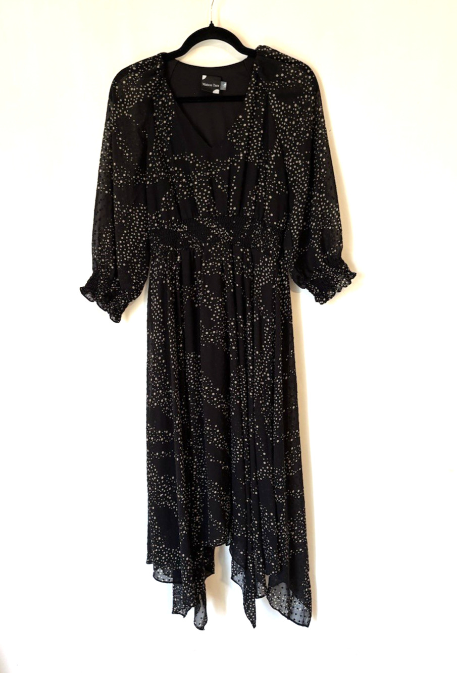 Maison Tara Dress 8 Black Aline Vneck Long Flowy